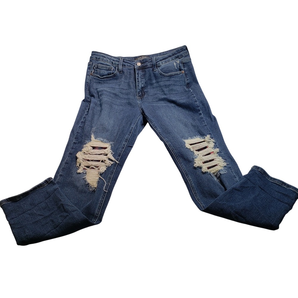 Judy Blue Distressed Skinny Jeans Womens 13/31 Dark Wash JB88706‎ High Rise